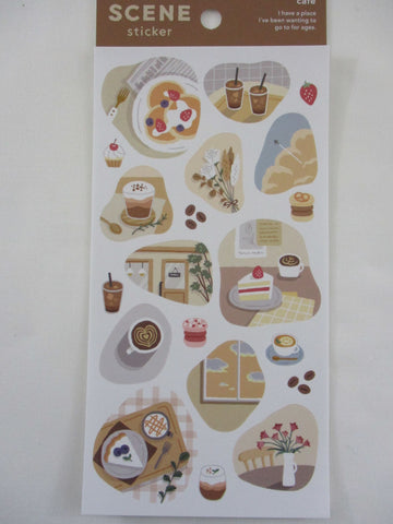 Cute Kawaii MW Scenic Scene Series Sticker Sheet - Cafe - for Journal Planner Craft Organizer Calendar
