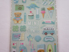 Cute Kawaii Q-Lia Photo Genic - Mint - Dino Sweet Drink Bear Clover Laundry Sticker Sheet - for Journal Planner Craft