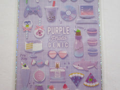 Cute Kawaii Q-Lia Photo Genic - Purple - Bubble Tea Cupcake Shark Candy Sweets Music Sticker Sheet - for Journal Planner Craft