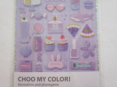 Cute Kawaii Q-Lia Photo Genic - Purple - Bubble Tea Cupcake Shark Candy Sweets Music Sticker Sheet - for Journal Planner Craft