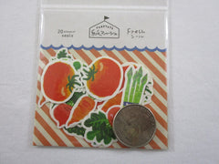 Cute Kawaii Healthy Vegetable Carrot Tomato Asparagus Broccoli Kitchen Chef Flake Stickers Sack - Furukawashiko Japan - for Journal Agenda Planner Scrapbooking Craft