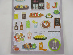 Cute Kawaii MW Kotori Machi / Little Town Series - Diner Bar Late Night Snack Shop Sticker Sheet - for Journal Planner Craft