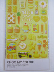 Cute Kawaii Q-Lia Photo Genic - Yellow - Bear Dino Juice Orange Carrot Cupcake Bread Daisy Sticker Sheet - for Journal Planner Craft