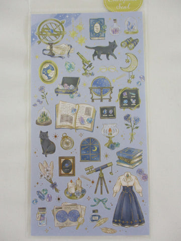 Cute Kawaii MW Choupinet Series - Royal Blue Party Night Cat Rose Stars Flower Princess Sticker Sheet - for Journal Planner Craft