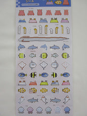 Cute Kawaii Kamio Fish Shark Octopus Sea Ocean theme Glitter Sticker Sheet - for Journal Planner Craft Agenda Organizer Scrapbook