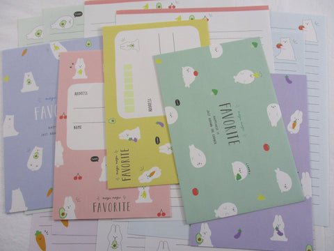 Cute Kawaaii Crux Bear and Rabbit Letter Sets - Stationery Writing Paper Envelope
