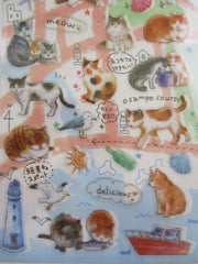 Cute Kawaii Kamio Gold Accent Clear Seal - Cat Kitten Photo Sticker Sheet - with Gold Accents - for Journal Planner Craft Agenda Organizer Scrapbook