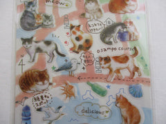 Cute Kawaii Kamio Gold Accent Clear Seal - Cat Kitten Photo Sticker Sheet - with Gold Accents - for Journal Planner Craft Agenda Organizer Scrapbook