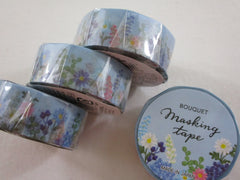 Cute Kawaii MW Flowers Bouquet Washi / Masking Deco Tape - C - Blue - for Scrapbooking Journal Planner Craft Nature Wedding Beautiful