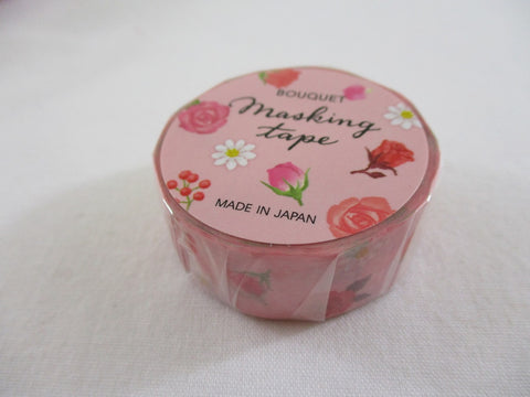 Cute Kawaii MW Flowers Bouquet Washi / Masking Deco Tape - D - Red - for Scrapbooking Journal Planner Craft Nature Wedding Beautiful