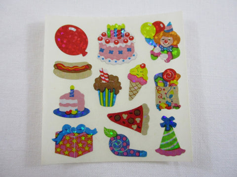 Sandylion Birthday Party Cake Food Gift Glitter Sticker Sheet / Module - Vintage & Collectible
