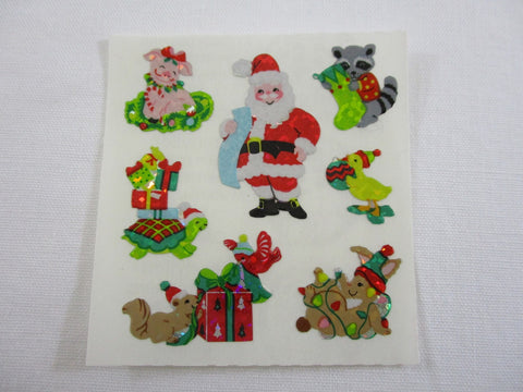 Sandylion Christmas Santa Glitter Sticker Sheet / Module - Vintage & Collectible - printing imperfection