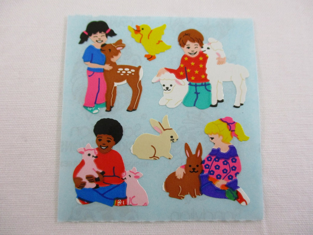Sandylion Children Animal Zoo Sticker Sheet / Module - Vintage & Collectible - Rare Blue Backing