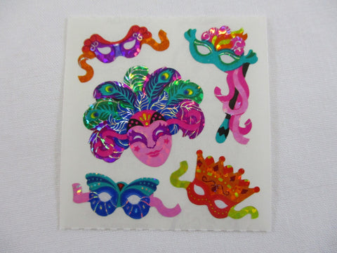 Sandylion Mardi Gras Mask Glitter Sticker Sheet / Module - Vintage & Collectible