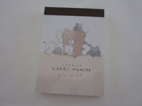 Cute Kawaii Q-Lia Bear and Rabbit Usagi Mamire Mini Notepad / Memo Pad - Stationery Design Writing Paper Collection