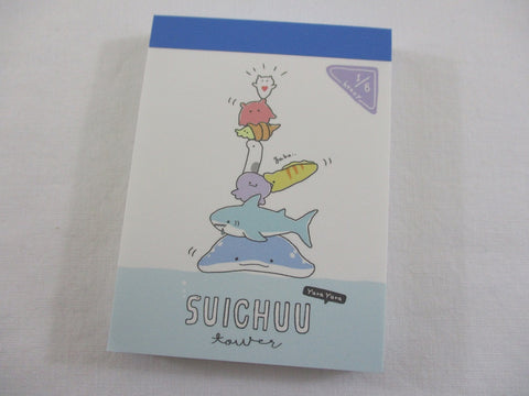 Cute Kawaii  Q-Lia Shark and Whale Mini Notepad / Memo Pad - Stationery Designer Paper Collection