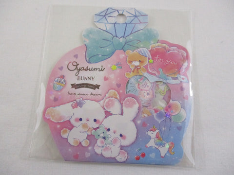 Cute Kawaii Q-Lia Oyasumi Bunny Stickers Flake Sack - for Journal Planner Craft Scrapbook Collectible