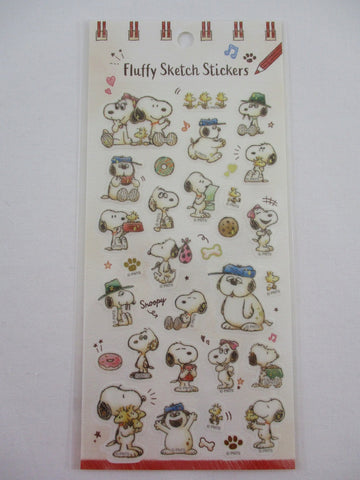 Cute Kawaii Kamio Peanuts Snoopy Sketch Sticker Sheet - for Journal Planner Craft