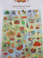 Cute Kawaii Kamio Camping Gear Activity Nature Sticker Sheet - with Gold Accents - for Journal Planner Craft Agenda Organizer Scrapbook