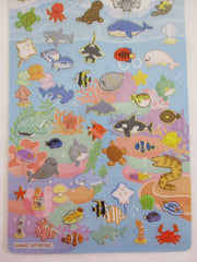 Cute Kawaii Kamio Fish Dolphin Shark Whale Turtle Sea Ocean Sticker Sheet - with Gold Accents - for Journal Planner Craft Agenda Organizer Scrapbook