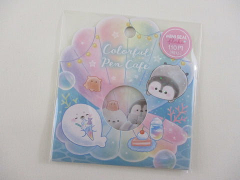 Cute Kawaii Crux Colorful Pen Cafe Penguin Seal Stickers Flake Sack - for Journal Planner Craft Scrapbook Collectible