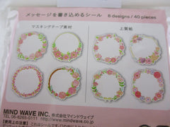 Cute Kawaii MW Wreath Flower Pink Red Write on Flake Stickers Sack - for Journal Planner Agenda Craft Scrapbook