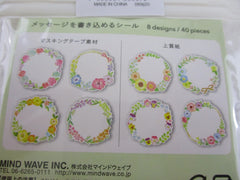 Cute Kawaii MW Wreath Flower Colorful Yellow Pink Write on Flake Stickers Sack - for Journal Planner Agenda Craft Scrapbook
