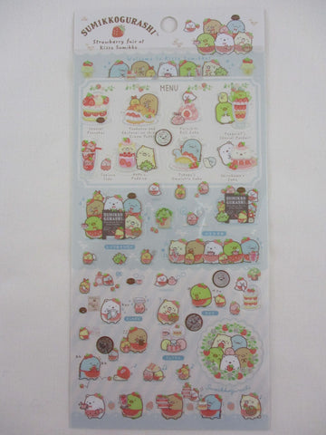 Cute Kawaii San-X Sumikko Gurashi Strawberry Sticker Sheet 2020 - B - for Planner Journal Scrapbook Craft