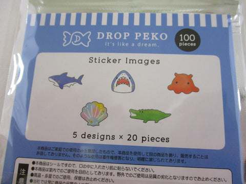 Cute Kawaii Crux Candy Drop Style Flake Stickers Sack - Shark Crocodile Octopus - for Journal Planner Agenda Craft Scrapbook