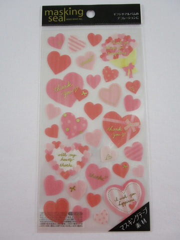 Cute Kawaii Mind Wave Hearts Love Wedding Sticker Sheet - for Journal Planner Craft Organizer Calendar - Washi Paper