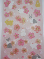 Cute Kawaii MW Sakura Collection Sticker Sheet - Cherry Blossom Spring Sakura Rabbit Bunny - for Journal Planner Craft - Washi Textured Paper