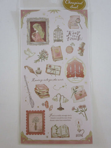 Cute Kawaii MW Choupinet Series - Red Reading Book Write Correspondence Love Princess Sticker Sheet - for Journal Planner Craft