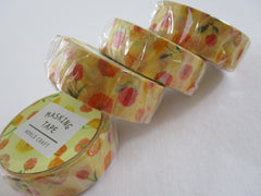 Cute Kawaii W-Craft Washi / Masking Deco Tape - Flowers Yellow - for Scrapbooking Journal Planner Craft