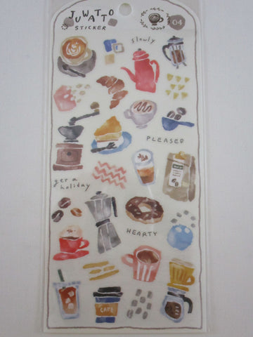 Cute Kawaii MW Juwatto Watercolor Series - Cafe Coffee Sticker Sheet - for Journal Planner Craft