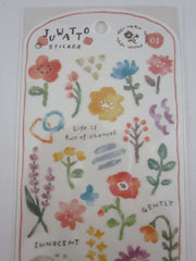 Cute Kawaii MW Juwatto Watercolor Series - Flower Sticker Sheet - for Journal Planner Craft