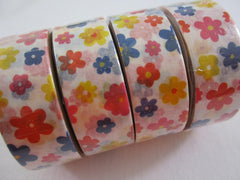 Cute Kawaii World Craft Washi / Masking Deco Tape - Flower Blue Red Yellow - for Scrapbooking Journal Planner Craft