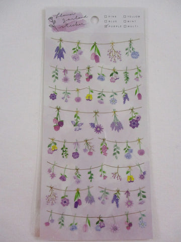 Cute Kawaii Mind Wave Flower Garland Beautiful Purple Sticker Sheet - for Journal Planner Craft Organizer Calendar