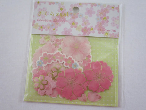Flowers Sakura Cherry Blossom - Flake Stickers Sack Clothes-pin - Beautiful Garden Love Wedding Bouquet for Journal Agenda Planner Scrapbooking Craft
