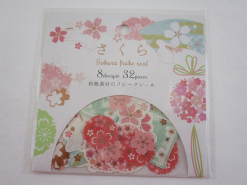 Flowers Sakura Cherry Blossom - Flake Stickers Sack Clothes-pin  - Beautiful Garden Love Wedding Bouquet for Journal Agenda Planner Scrapbooking Craft