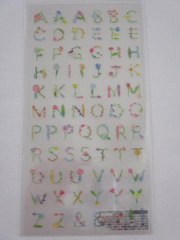 Cute Kawaii Mind Wave Alphabet Flowers Green Nature Sticker Sheet - for Journal Planner Craft