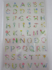 Cute Kawaii Mind Wave Alphabet Flowers Green Nature Sticker Sheet - for Journal Planner Craft