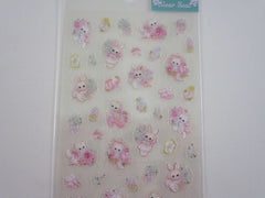 Cute Kawaii Clothes-pin Amenomori Sticker Sheet - B Cat and Bunny Rabbit - for Journal Planner Craft Organizer Calendar