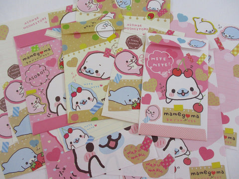 Cute Kawaii San-X Mamegoma Seals Letter Sets - A - Writing Paper Envelope Stationery Penpal