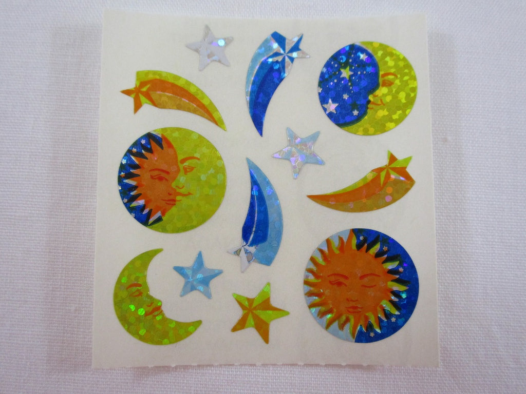 Sandylion Sun Stars Moon Glitter Sticker Sheet / Module - Vintage & Collectible