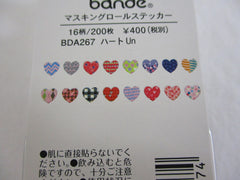 Cute Kawaii Bande Roll of 200 Stickers - Washi Tape Paper - Hearts Love Valentine #Luv - for Scrapbooking Journal Planner Craft
