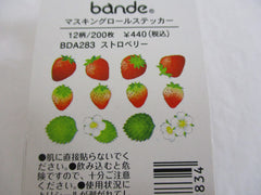 Cute Kawaii Bande Roll of 200 Stickers - Washi Tape Paper - Strawberry Fresh Fruit - for Scrapbooking Journal Planner Craft