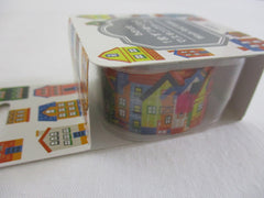Cute Kawaii Bande Roll of 200 Stickers - Washi Tape Paper - House Home Town City Building - for Scrapbooking Journal Planner Craft
