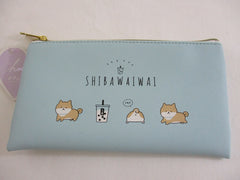 Cute Kawaii Q-Lia Dog Shiba Bubble Tea Pen Pencil Makeup Case Zip Pouch Wallet - Bag Accessories