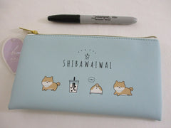 Cute Kawaii Q-Lia Dog Shiba Bubble Tea Pen Pencil Makeup Case Zip Pouch Wallet - Bag Accessories