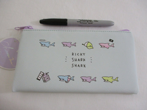 Cute Kawaii Q-Lia Kicky Shark Pen Pencil Makeup Case Zip Pouch Wallet - Bag Accessories